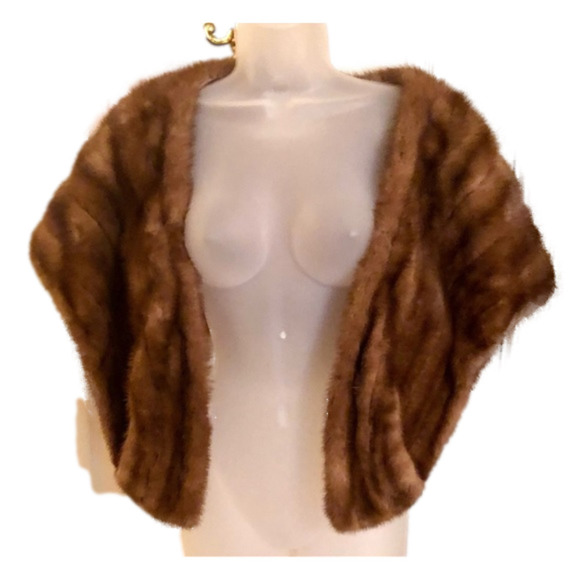 Genuine Mink Stole Pockets Shrug Newly Updated Socialite Chic Luxury Glam - Picture 15 of 15